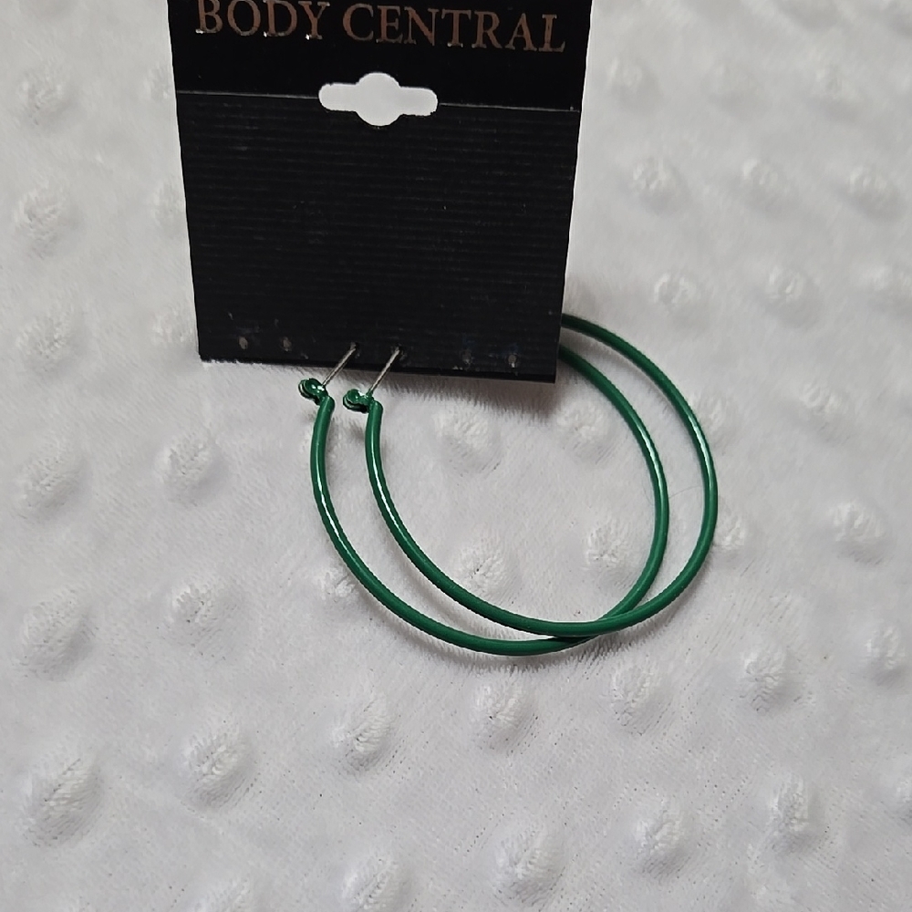 Body Central Green Matte Hoop Earrings